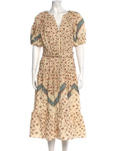 Pre-owned Ulla Johnson Printed Long Dress In Neutral