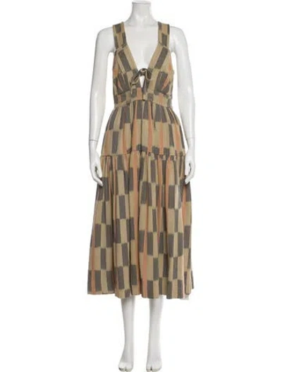 Pre-owned Ulla Johnson Printed Long Dress In Neutral