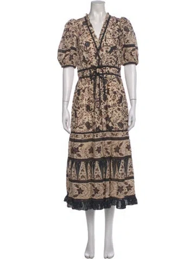 Pre-owned Ulla Johnson Printed Long Dress In Neutral
