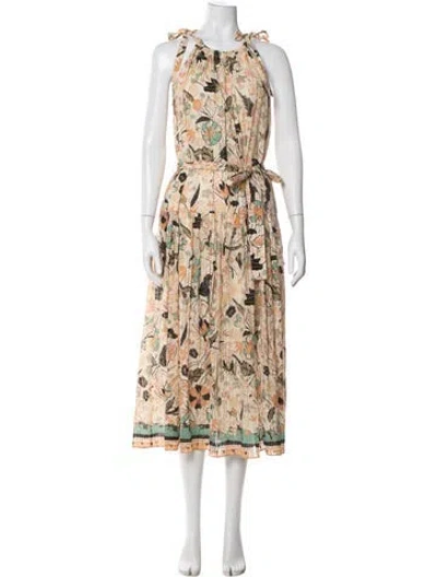 Pre-owned Ulla Johnson Printed Long Dress In Neutral