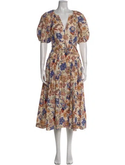 Pre-owned Ulla Johnson Printed Long Dress In Neutral
