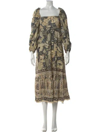 Pre-owned Ulla Johnson Printed Long Dress In Neutral