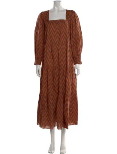 Pre-owned Ulla Johnson Printed Long Dress In Neutral