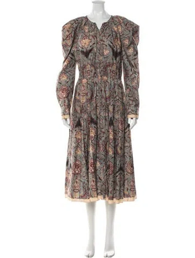 Pre-owned Ulla Johnson Printed Long Dress In Neutral