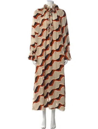 Pre-owned Ulla Johnson Printed Long Dress In Neutral