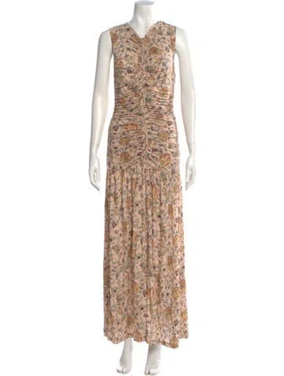 Pre-owned Ulla Johnson Printed Long Dress In Neutral