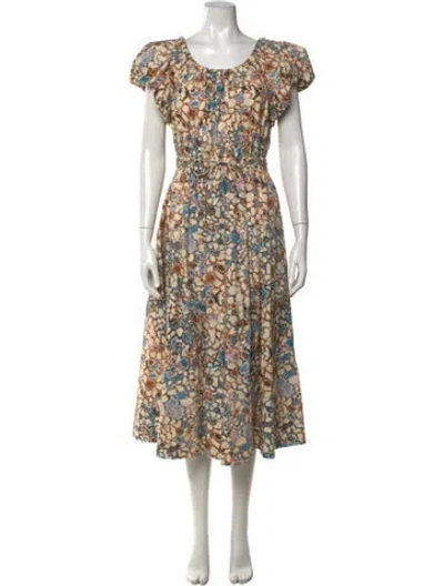 Pre-owned Ulla Johnson Printed Long Dress In Neutral