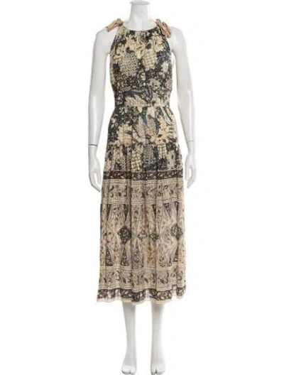 Pre-owned Ulla Johnson Printed Long Dress In Neutral