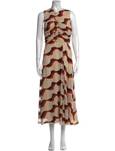 Pre-owned Ulla Johnson Printed Long Dress In Neutrals