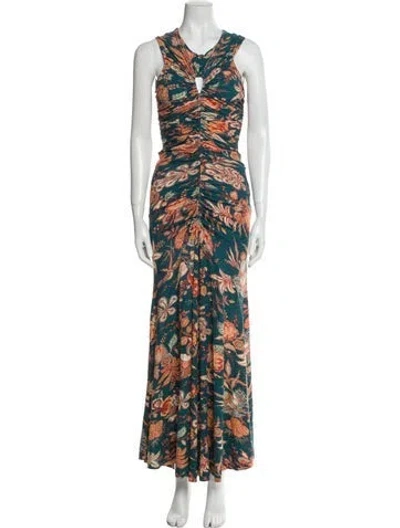 Pre-owned Ulla Johnson Printed Long Dress In Orange