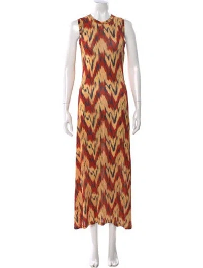 Pre-owned Ulla Johnson Printed Long Dress In Orange