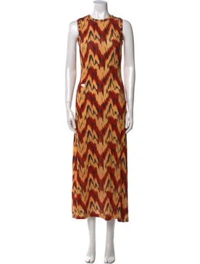 Pre-owned Ulla Johnson Printed Long Dress In Orange