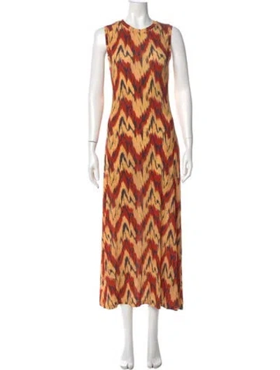 Pre-owned Ulla Johnson Printed Long Dress In Orange