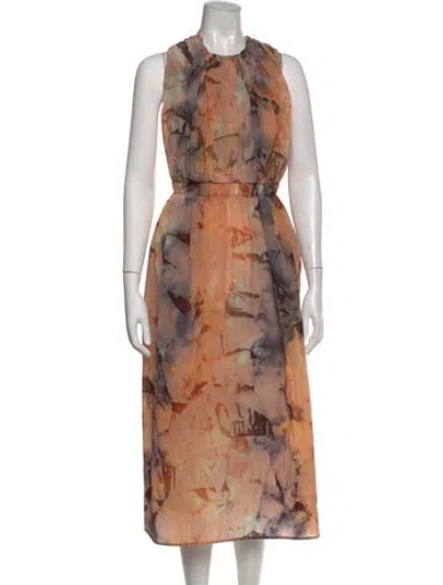 Pre-owned Ulla Johnson Printed Long Dress In Orange
