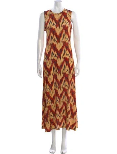 Pre-owned Ulla Johnson Printed Long Dress In Orange