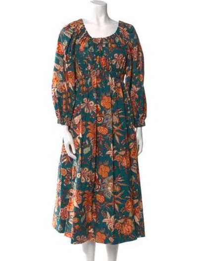 Pre-owned Ulla Johnson Printed Long Dress In Orange