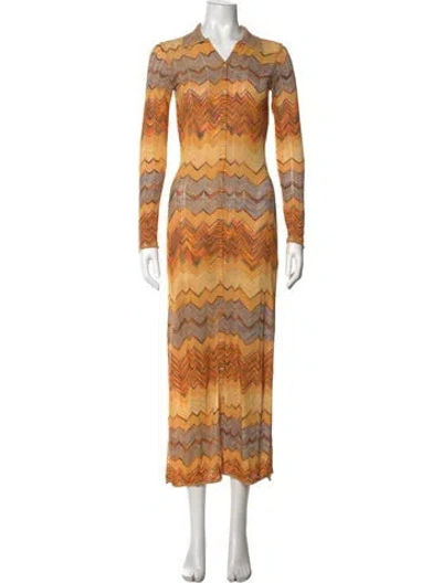 Pre-owned Ulla Johnson Printed Long Dress In Orange