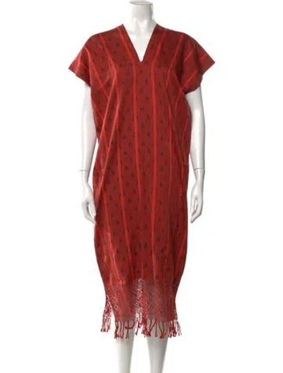 Pre-owned Ulla Johnson Printed Long Dress In Orange