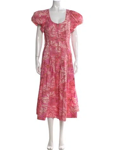 Pre-owned Ulla Johnson Printed Long Dress In Pink