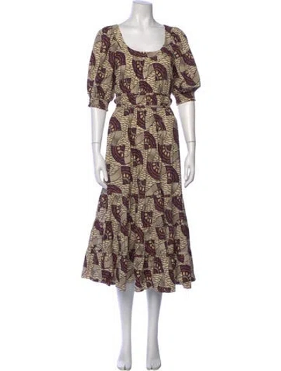 Pre-owned Ulla Johnson Printed Long Dress In Purple