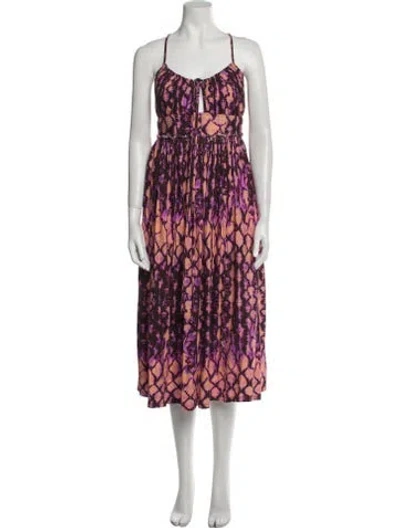 Pre-owned Ulla Johnson Printed Long Dress In Purple