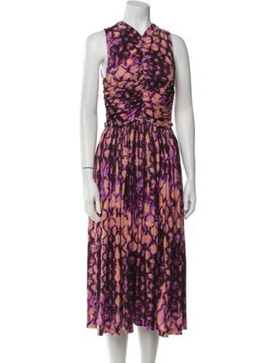 Pre-owned Ulla Johnson Printed Long Dress In Purple