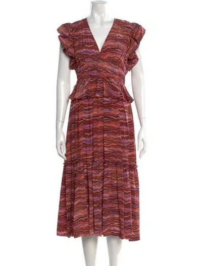 Pre-owned Ulla Johnson Printed Long Dress In Purple