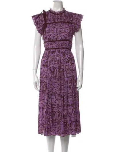 Pre-owned Ulla Johnson Printed Long Dress In Purple