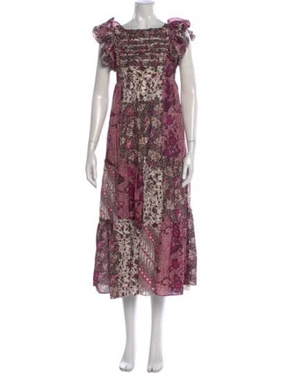 Pre-owned Ulla Johnson Printed Long Dress In Purple