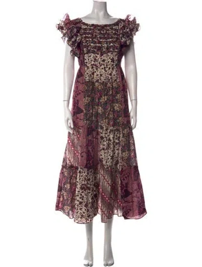 Pre-owned Ulla Johnson Printed Long Dress In Purple