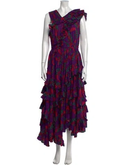 Pre-owned Ulla Johnson Printed Long Dress In Purple