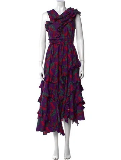 Pre-owned Ulla Johnson Printed Long Dress In Purple