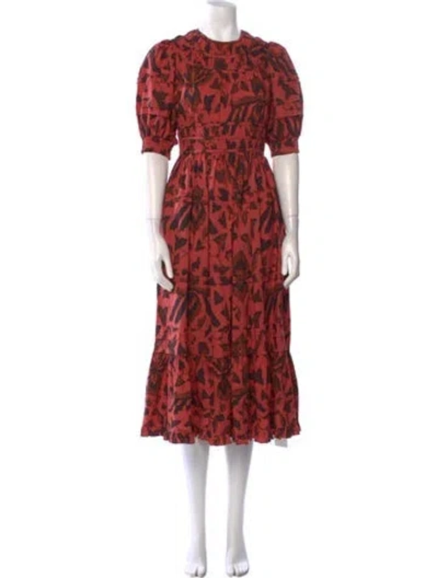 Pre-owned Ulla Johnson Printed Long Dress In Red