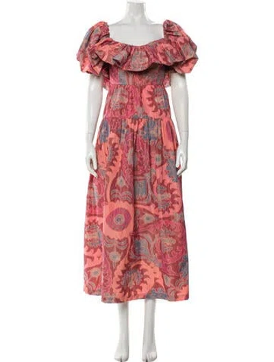 Pre-owned Ulla Johnson Printed Long Dress In Red