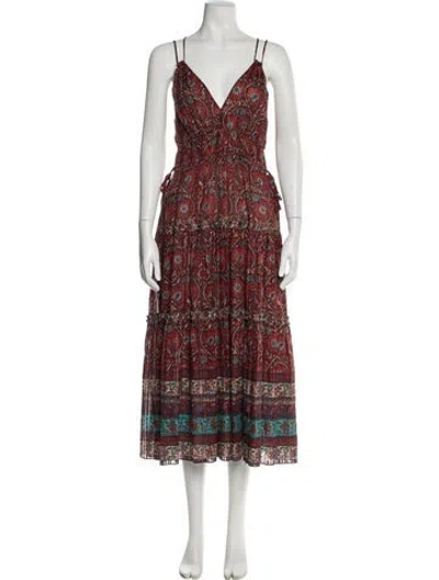 Pre-owned Ulla Johnson Printed Long Dress In Red