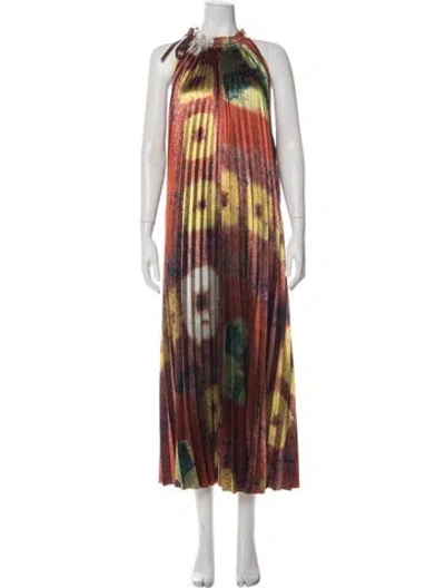 Pre-owned Ulla Johnson Printed Long Dress In Red