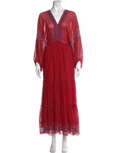 Pre-owned Ulla Johnson Printed Long Dress In Red