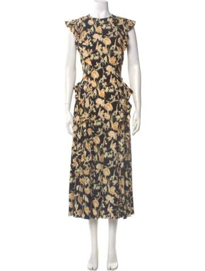 Pre-owned Ulla Johnson Printed Long Dress W/ Tags In Black