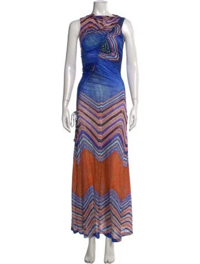 Pre-owned Ulla Johnson Printed Long Dress W/ Tags In Blue