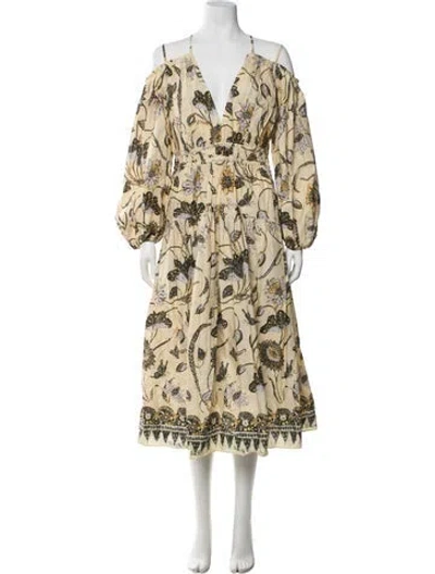 Pre-owned Ulla Johnson Printed Long Dress W/ Tags In Neutral