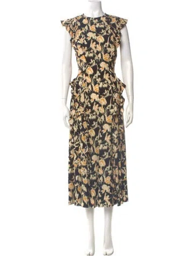 Pre-owned Ulla Johnson Printed Long Dress W/ Tags In Yellow