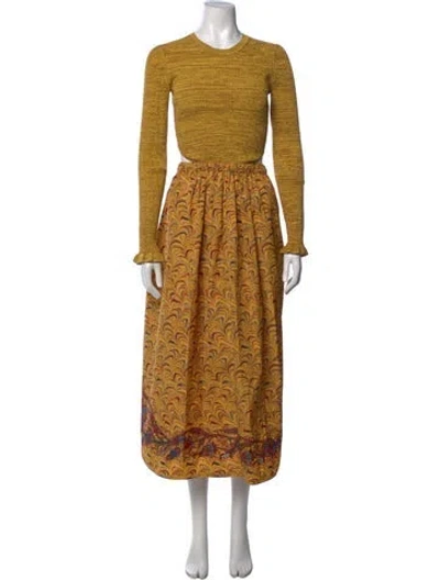 Pre-owned Ulla Johnson Printed Long Dress W/ Tags In Yellow