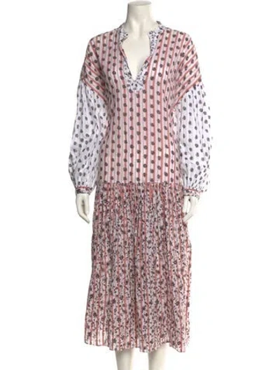 Pre-owned Ulla Johnson Printed Long Dress In White