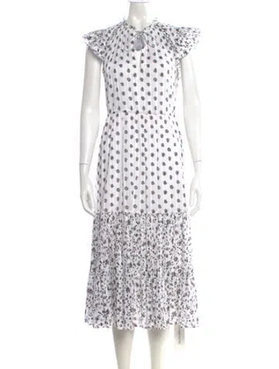 Pre-owned Ulla Johnson Printed Long Dress In White