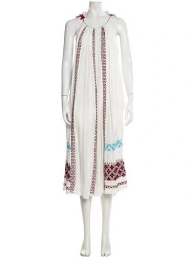 Pre-owned Ulla Johnson Printed Long Dress In White
