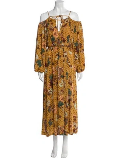 Pre-owned Ulla Johnson Printed Long Dress In Yellow