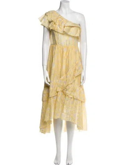 Pre-owned Ulla Johnson Printed Long Dress In Yellow