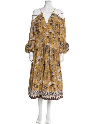 Pre-owned Ulla Johnson Printed Long Dress In Yellow