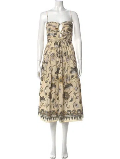Pre-owned Ulla Johnson Printed Long Dress In Yellow