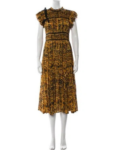 Pre-owned Ulla Johnson Printed Long Dress In Yellow